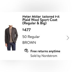 Peter Millar Brown Plaid Blazer 50R